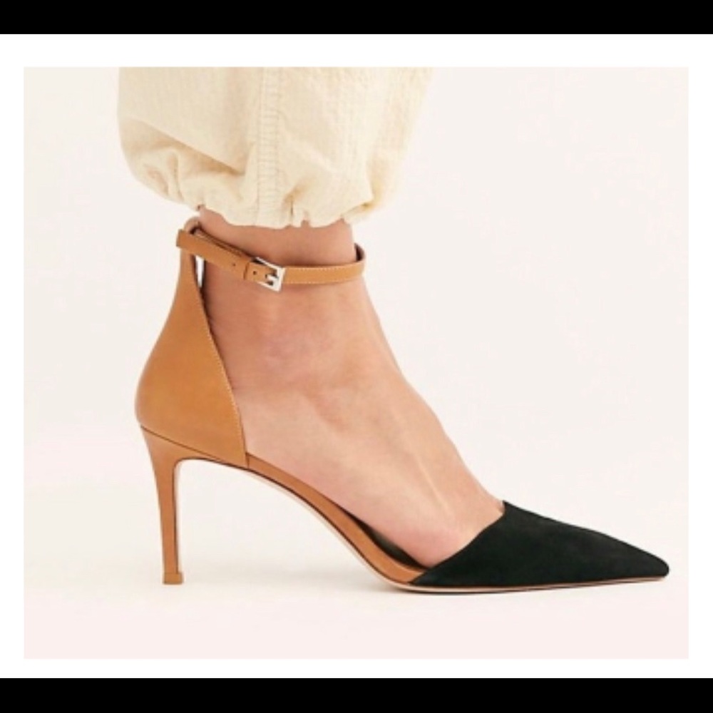 Free People Jeffrey Campbell Solitaire High Heel Tan Black Pointed Toe Pump New